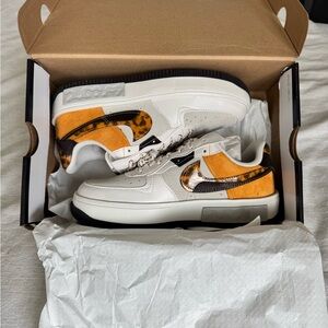 Custom Air Force One’s - tortoise shell swoosh